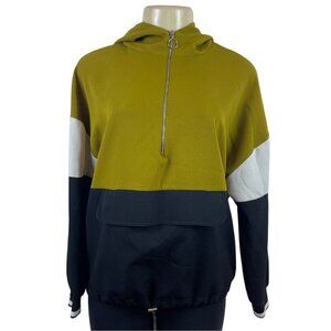 Zara Colorblock Hooded Pullover Jacket With Half-Zip & Drawstring Hem Size M